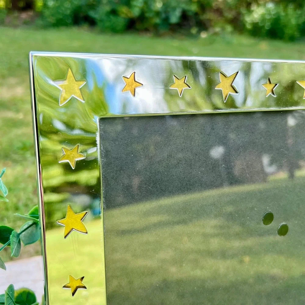 Celestial Star and Moon Silver and Glass Picture Frame | 8x10